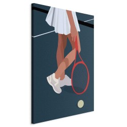 Leinwandbild - Female Tennis Player With a Red Racket on the Court - Graphics