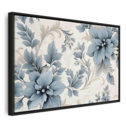 Leinwandbild - Turquoise Flowers in Retro Ambience Floristic Ornaments