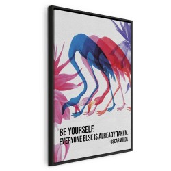 Leinwandbild - Colorful Flamingos - Inspirational Quote with Colorful Bird Silhouettes