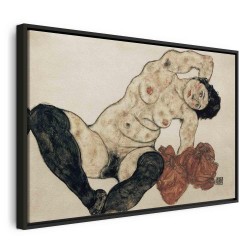 Leinwandbild - Liegender Akt mit gelbem Handtuch (Egon Schiele)