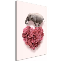 Leinwandbild - Elephant Lover (1-part) - Elephant Amid Pink Flowers