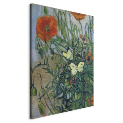 Leinwandbild - Poppies and Butterflies