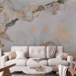 Fototapete - White Stone - Elegant Marble With Golden Highlights