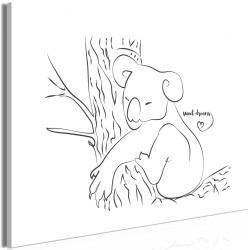 Leinwandbild - Quiet Charm of Nature (1-part) - Sleeping Koala in Black and White