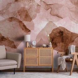 Fototapete - Pink terrazzo - minimalist background in marble watercolour pattern