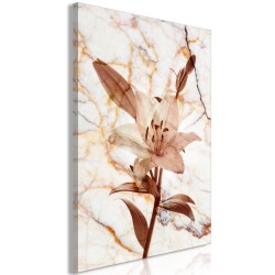 Leinwandbild - Elegance of a Flower (1-part) - Delicate Lily on Marble in Sepia