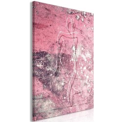 Leinwandbild - Figure on Pink Background (1-part) - Female Silhouette in Marble