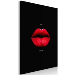 Leinwandbild - Red Lips (1-part) - Black Background with English Text