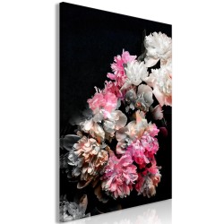 Leinwandbild - Peony Charm (1-part) - Colorful Bouquet on Black Background