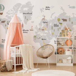 Fototapete - Minimalist Map for Childrens Room