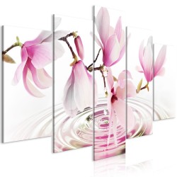 Leinwandbild - Magnolias over Water (5 Parts) Wide Pink