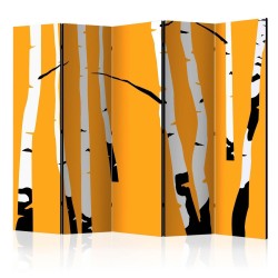 Paravent - Birches on the orange background II