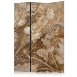 Paravent - Carved Floral Ornaments in Soft Sepia and Brown Tones