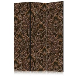 Paravent - Dense Vegetation - Botanical Patterns in Illustrative Style Brown