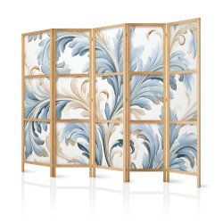 Japanischer Paravent - Baroque Ornaments in Light - Cream-Blue Colors