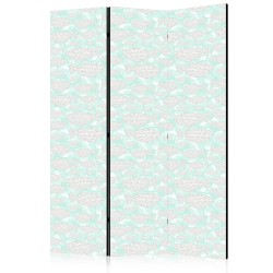 Paravent - Minimalist Fish - Fish of Grey Dots on a Crystal Clear Water Surface in Mint Green Colors