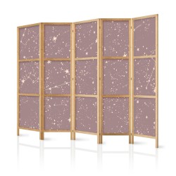 Japanischer Paravent - Night Sky - Artistic Constellations and Stars in Pastel Shades