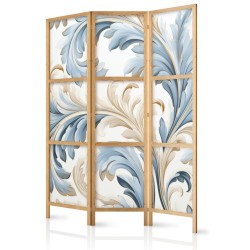 Japanischer Paravent - Baroque Ornaments in Light - Cream-Blue Colors