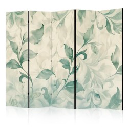 Paravent - Watercolor Botanical Motif - Delicate Green-Beige Leaves