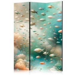 Paravent - Spectacular Underwater Landscape - Fish in an Underwater World in Turquoise Blue Beige and Delicate Orange Co