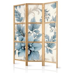 Japanischer Paravent - Turquoise Flowers in Retro Ambiance - Floral Ornaments