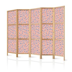 Japanischer Paravent - Giraffe Pattern - Colorful Animal Pattern in Blue-Pink Spots