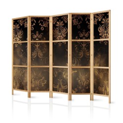 Japanischer Paravent - Floral Ornaments Carved in Delicate Sepia and Brown Shades