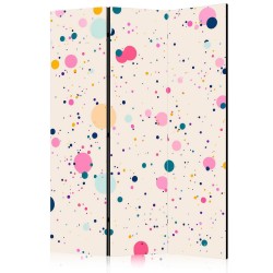 Paravent - Dots - Spots and Splashes Multicolored - Cheerful Pattern on a Light Pink Background