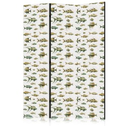 Paravent - Unusual Species of Fish - A Cluster of Fish in Muted Colors in Retro Style on a Background of Beige Strokes