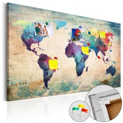 Korkbild - Colorful World Map